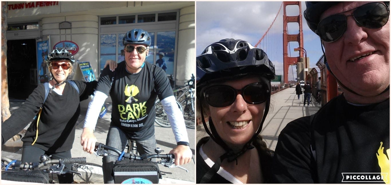 The Backpacking Housewife cycling the golden gate bridge