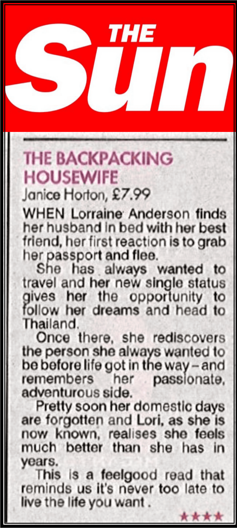 Janice Horton The Backpacking Housewife in The Sun News