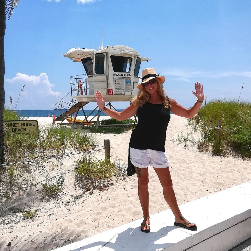 Janice Horton acclimatising to culture shock on Fort Lauderdale Beach 