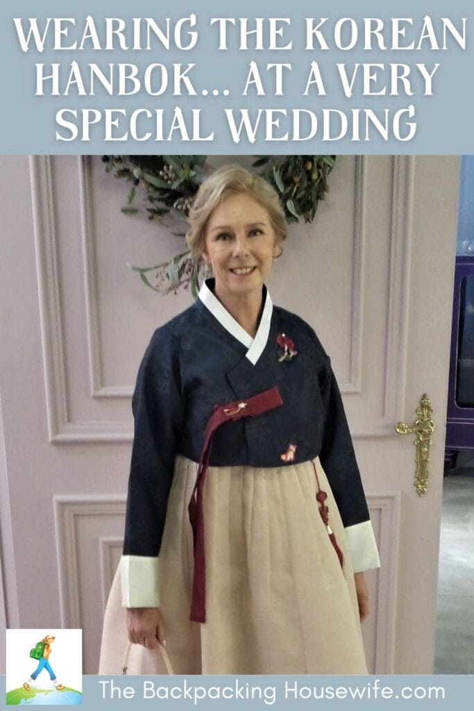 Wearing the traditional Korean hanbok at a very special wedding