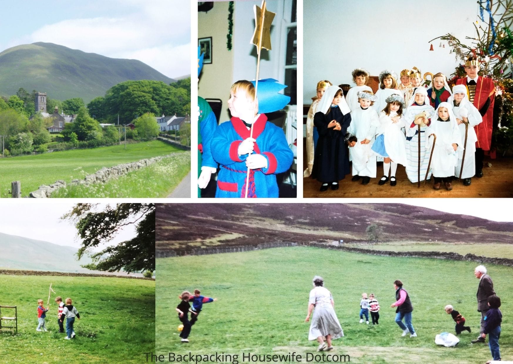 Durisdeer church nativity performance and sports on the hill at the back of the Manse garden