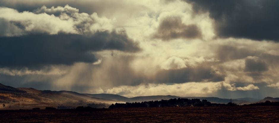 A dark cloudy Scotland in Dreich and Dour