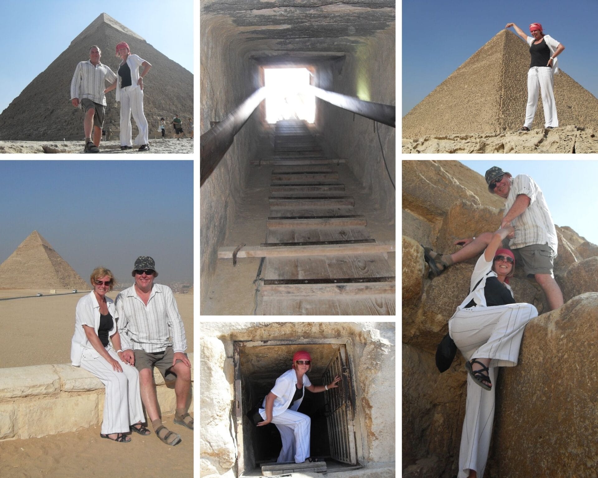 The Backpacking Housewife Janice Horton at The Pyramids at Giza Cairo Egypt