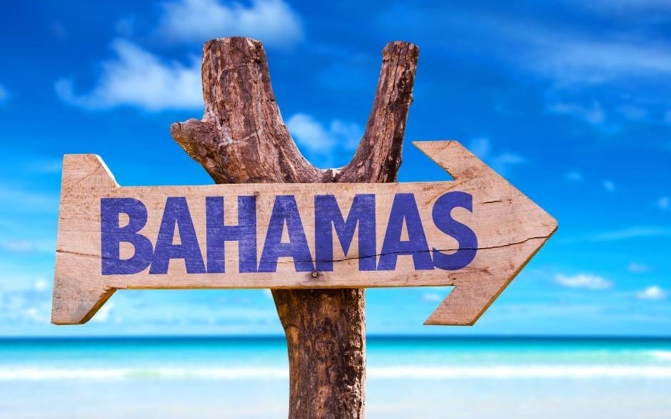 Wooden Bahamas sign. Lets escape to Nassau Bahamas