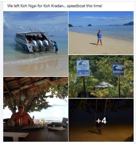 The Backpacking Housewife Facebook screenshot of Koh Kradan Andaman Sea Thailand