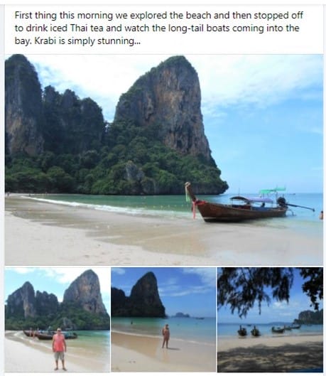 Facebook screenshot post Railay Beach The Backpacking Housewife