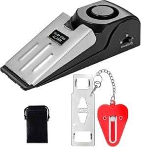 Door Stop Alarm & Portable Door Lock, Non-Slip Wedge Door Stopper Alarm