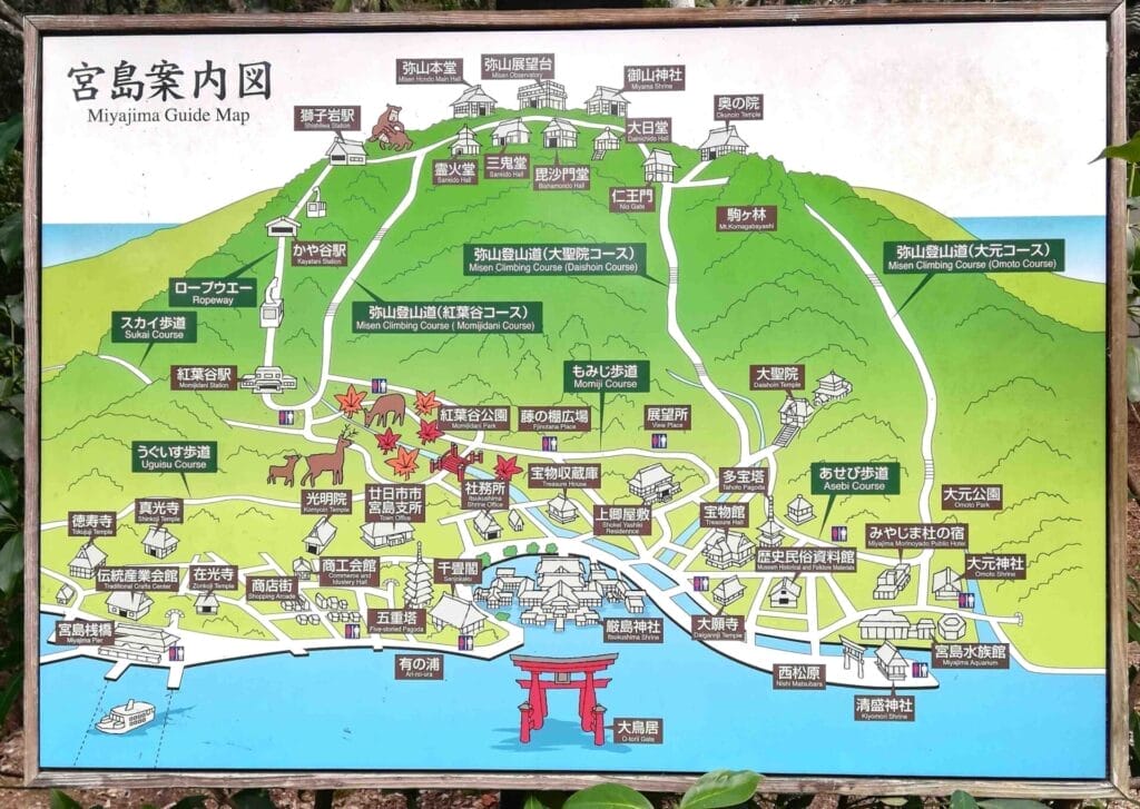 Map of Mount Misen Miyajima Japan