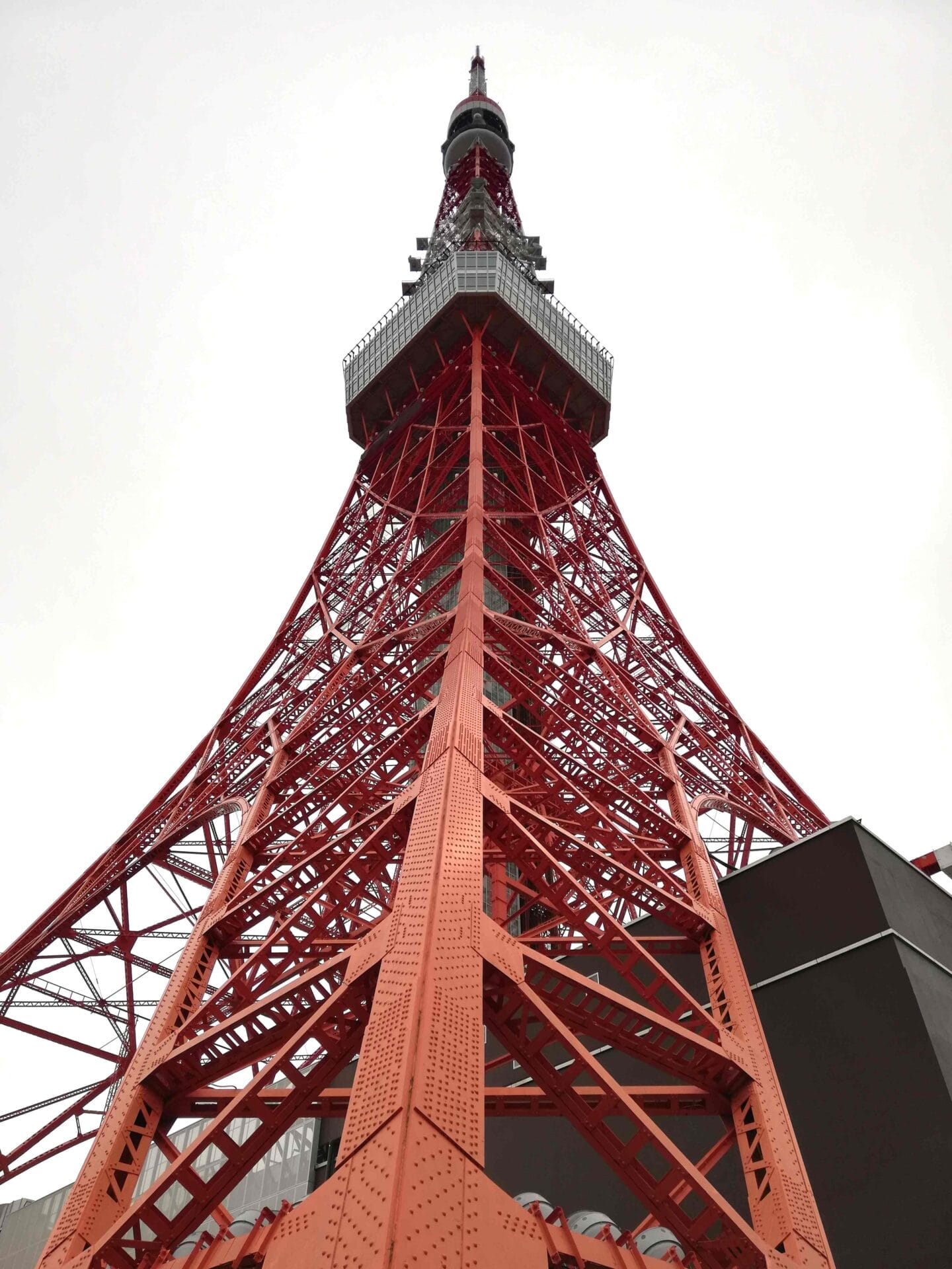 Looking up at Tokyo Tower