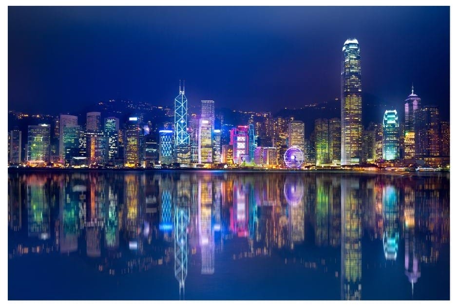 The colours of Hong Kong at night. 