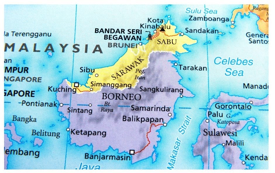 Borneo Map: I marked the train route from Kota Kinabalu to Papar