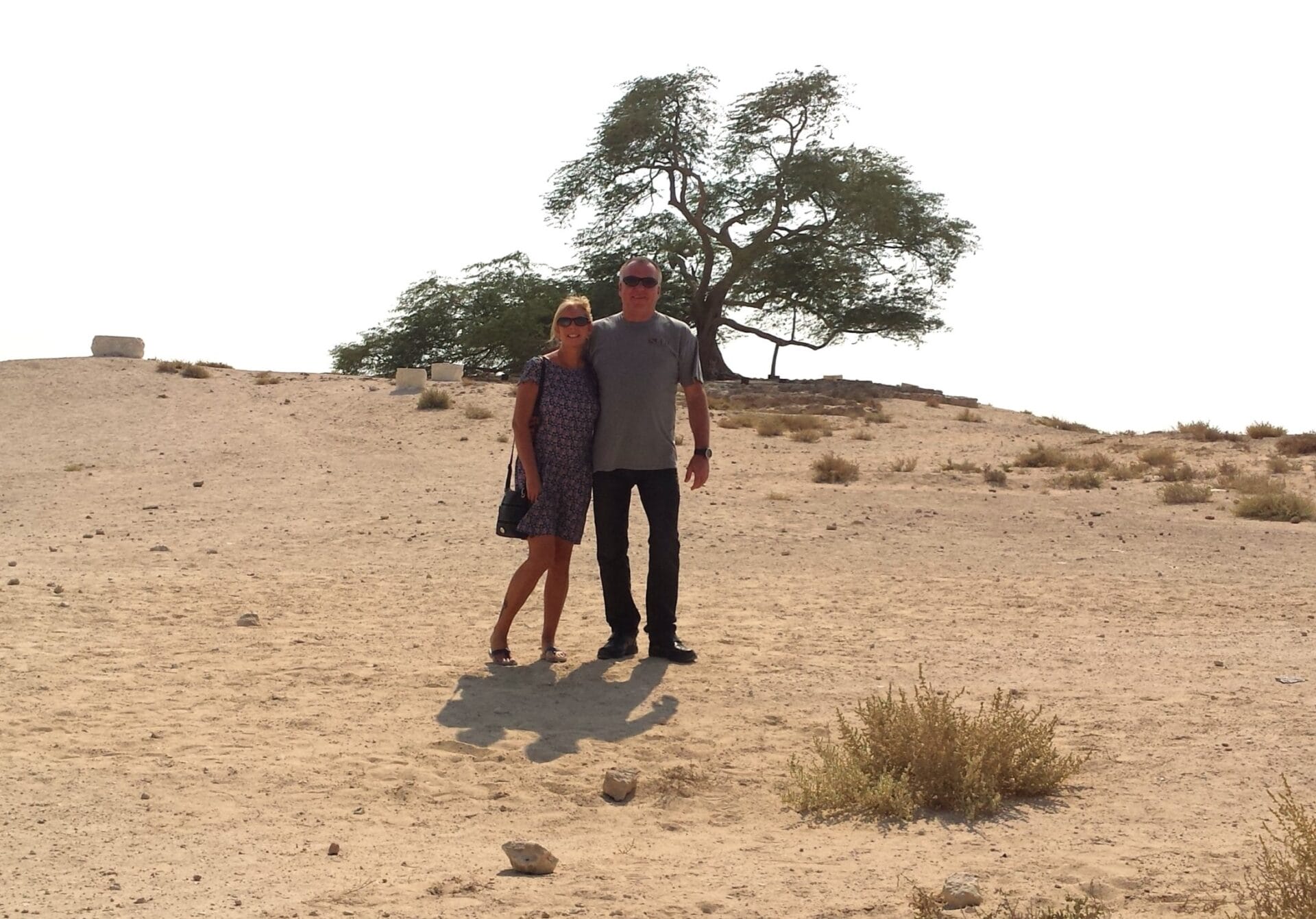 The Backpacking Housewife and Backpacking Husband at Tree of Life Bahrain