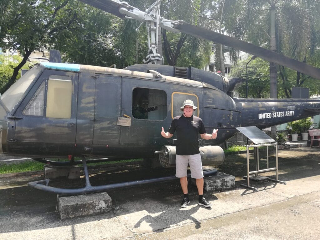 The backpacking husband at the War Remnants Museum Saigon