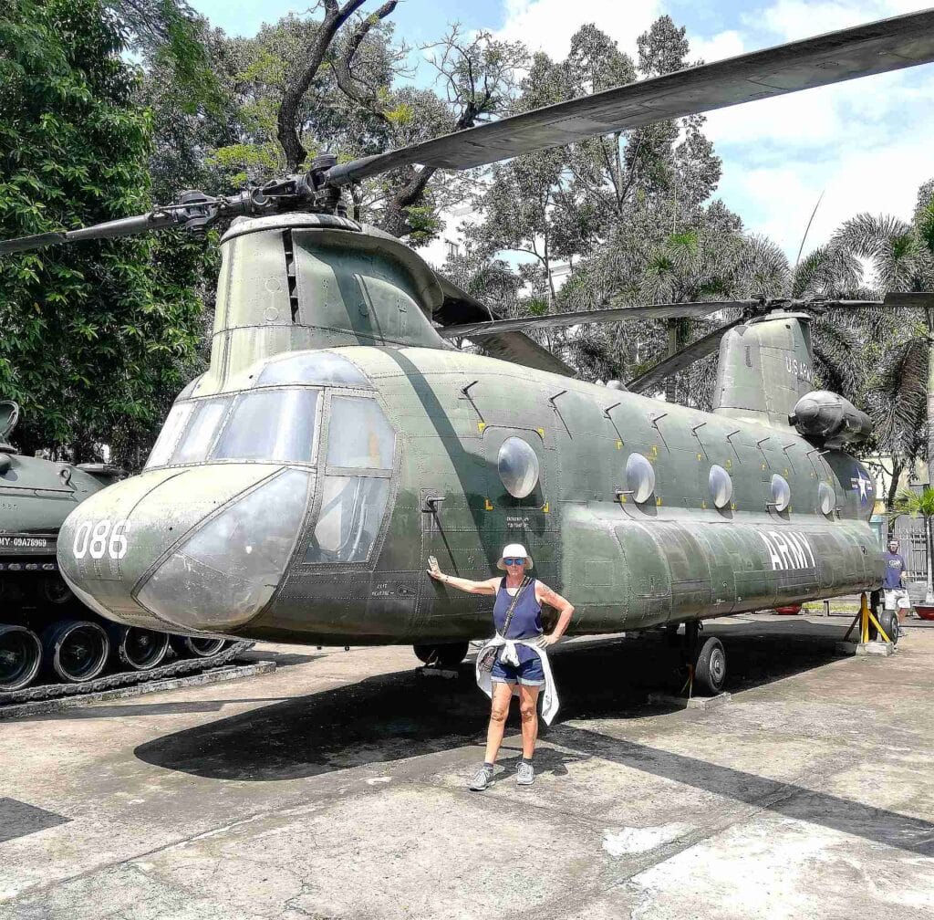 The backpacking housewife Janice Horton at the War Remnants Museum Saigon