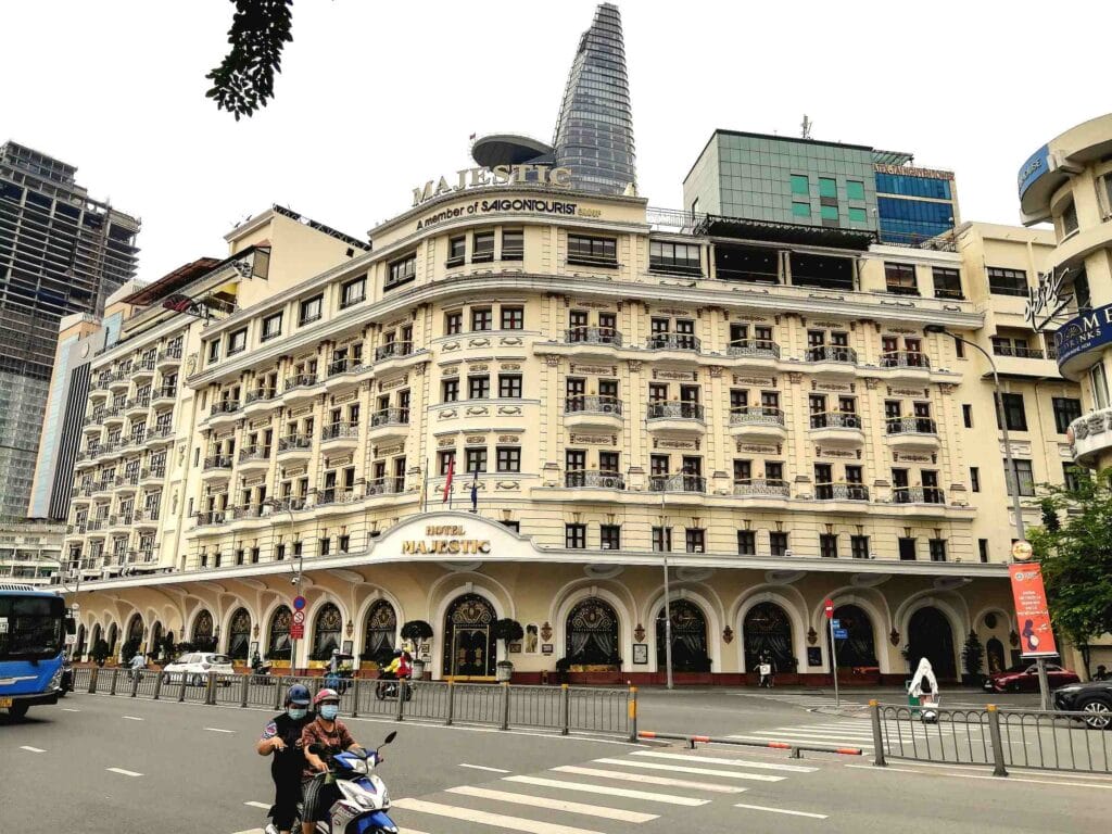 Janice Horton photo outside the Hotel Majestic Saigon Ho Chi Minh City 2023