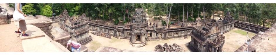 View from The Baphuon Temple: 11th century it is a three-tiered ‘golden mountain’ temple with a steep staircase in pyramid style that is dedicated to the Hindu God Shiva.