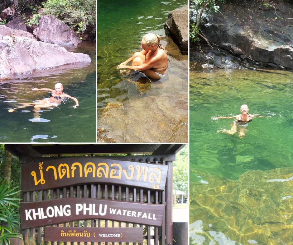 Janice Horton bathing at Klong Plu Waterfall on Koh Chang