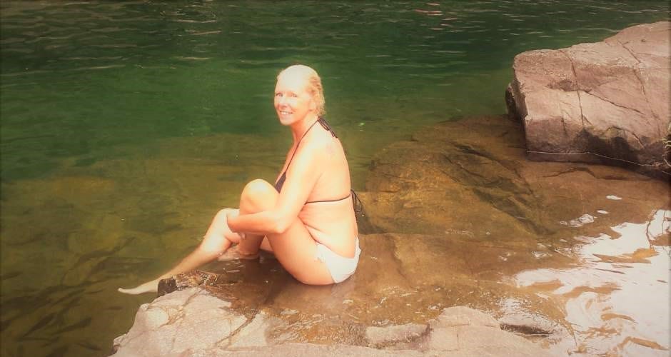 Relaxing in a pool at Klong Plu Waterfall on Koh Chang