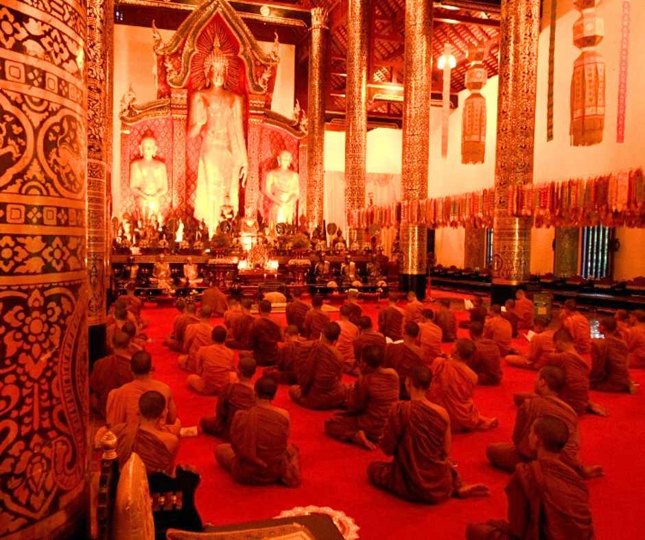 It was fascinating to sit quietly where saffron swathed monks prayed and chanted