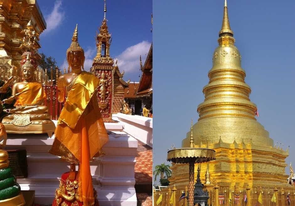 The breathtakingly stunning golden Buddha images and Chedi at Wat Phra That Doi Suthep