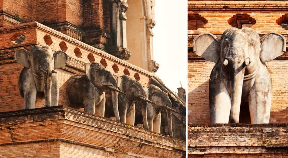 carved stone Sinhalese-style stone elephants