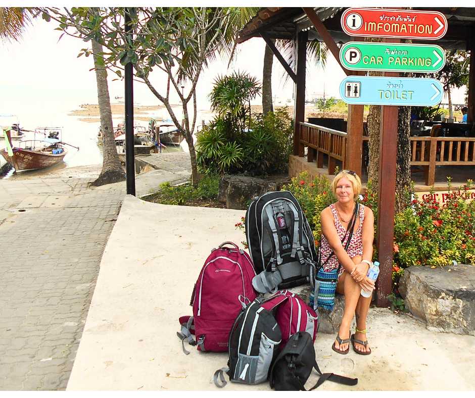 The Backpacking Housewife waiting for a longtail boat from Krabi to Railay Beach Thailand