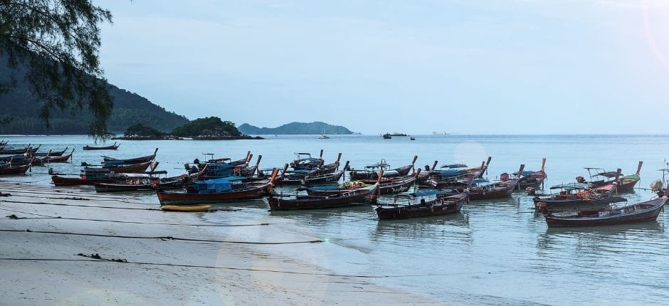A walk along the beach was almost impossible because of rope lines from longtail boats