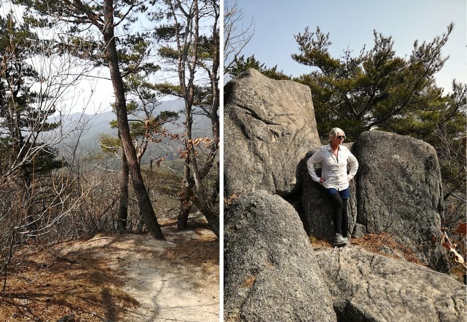 From the top station you can walk to nearby scenic spots including rocky outcrops and forest paths.