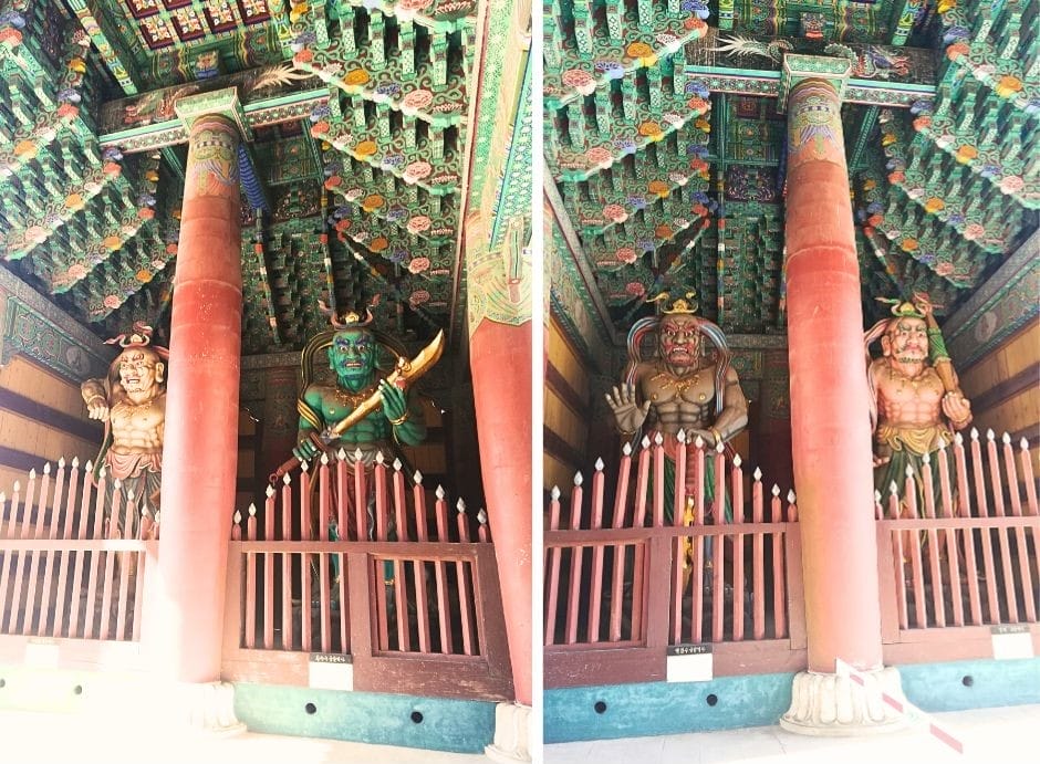 The tunnel to the Donghwasa Temple is guarded by the Four Heavenly Kings 
