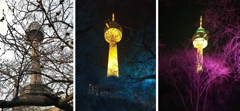 The illuminated Daegu Tower