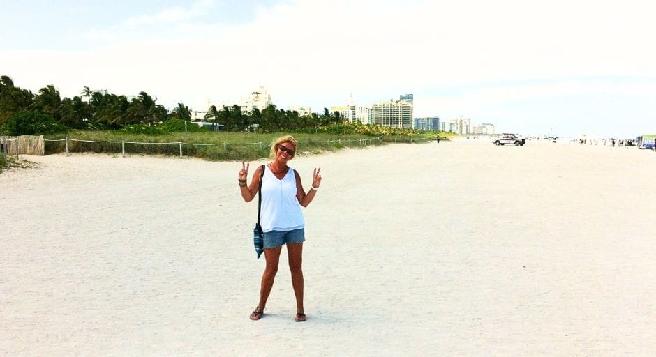 South Beach - the sand burned molten hot under our melting flipflops!