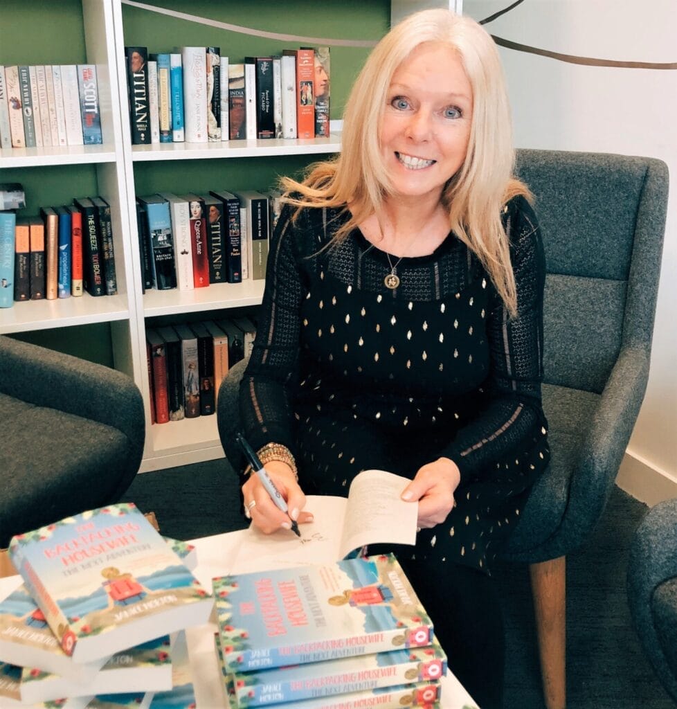 Janice Horton signs her books at HarperCollins in London