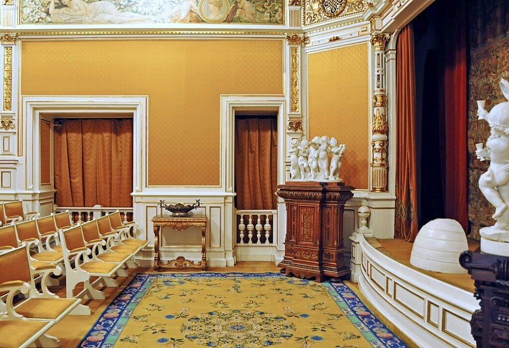 Pele Castle Romania even has its own 60-seat theatre that features Louis XIV French classicism style