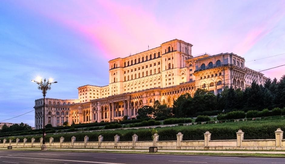 The colossal Palace of the Parliament in Bucharest
