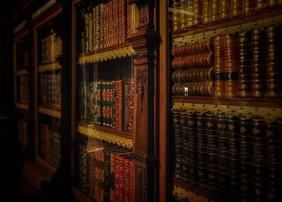 The Royal Library at Peles Castle Romania that houses 30,000 books and has a secret door that leads to king's suite.
