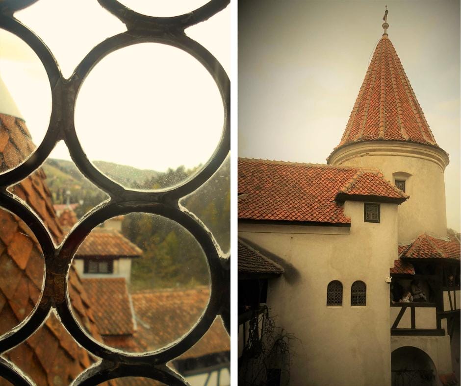 From Bran Castle's leaded tower windows there are panoramic views