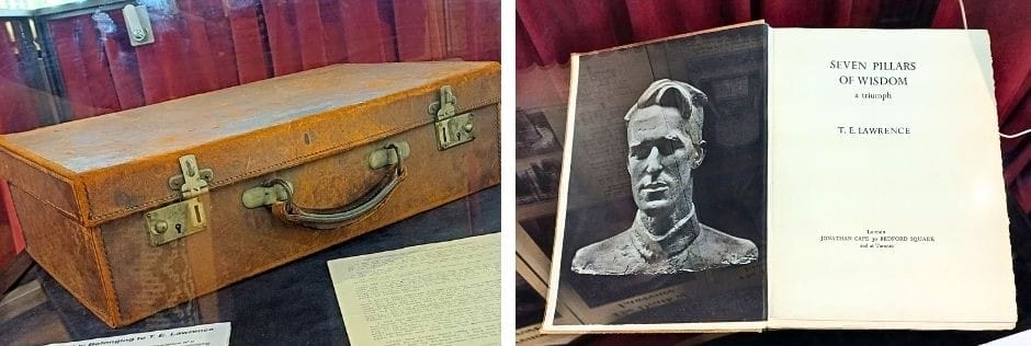 A small suitcase and book belonging to T.E. Lawrence