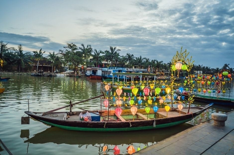 Best time to visit Hoi An. Lantern-lit boats on the Thu Bon River