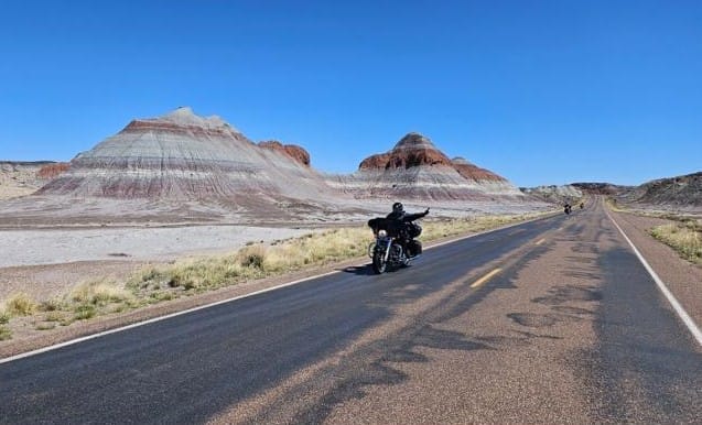My best friend Dina rode a Harley Davidson motorcycle along the entire Route 66